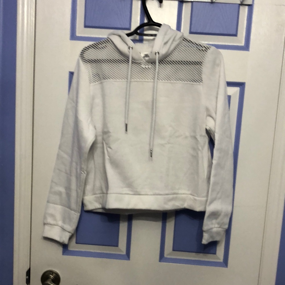 White Mesh Crop Hoodie